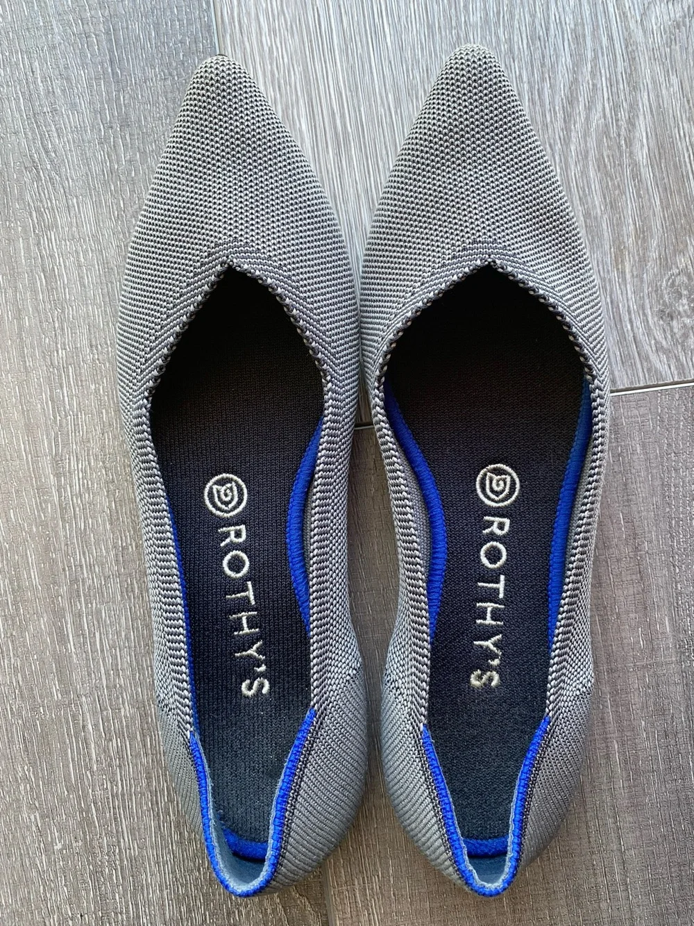 Rothy's The Pointed Toe Grey Knit Flats Women's Size 9